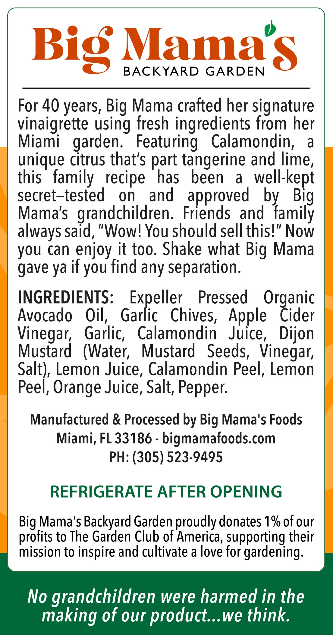 Avocado Oil - Big Mama's Calamondin Vinaigrette